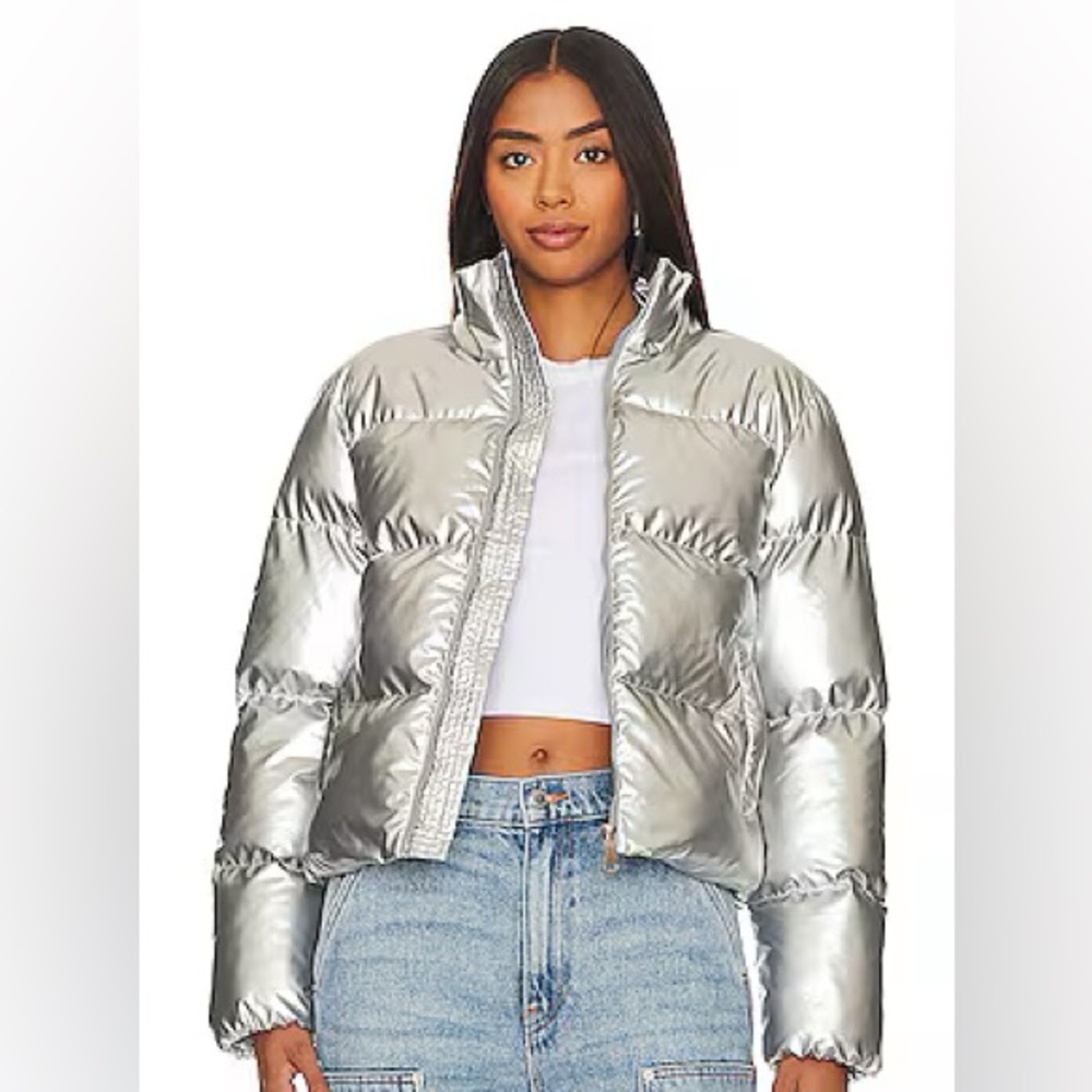 Forever 21 metallic silver puffer jacket size small